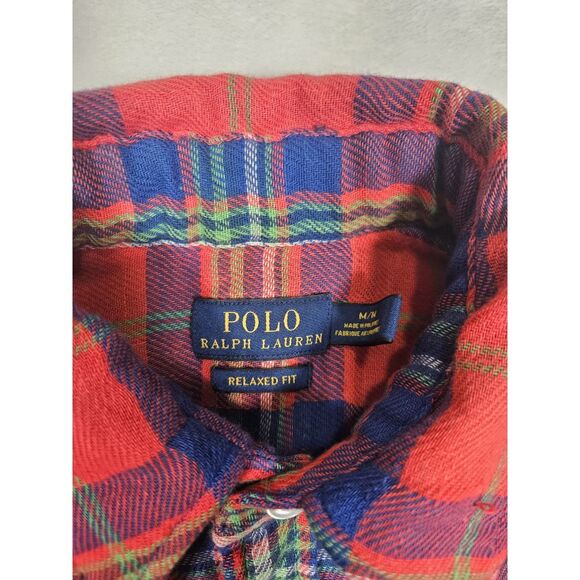 Ralph Lauren Men's Regular Fit Shirt Blue Yellow Red Button Up Plaid Flannel - Picture 3 of 8
